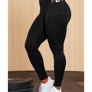 Fabletics Motion365+ High-Waisted Moto Style Leggings- Black - BNWT -Small/Short